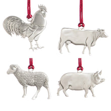 Load image into Gallery viewer, Pewter Farm Friends Tree Ornament, 4 Assorted