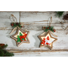 Load image into Gallery viewer, LED Wood Star with Reindeer Ornament, 2 Colors