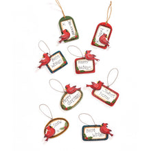 Load image into Gallery viewer, Wooden Cardinal Tag Ornament, 8 Styles