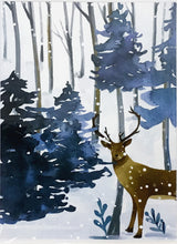 Load image into Gallery viewer, Fireside Blue & Gold Christmas Card, 6 Styles
