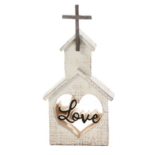 Load image into Gallery viewer, Polyresin Church Decor with Cut-Out Sentiment
