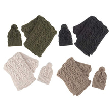 Load image into Gallery viewer, Cable Knit Scarf & Hat Set, 4 Asst. Colours
