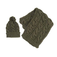 Load image into Gallery viewer, Cable Knit Scarf & Hat Set, 4 Asst. Colours