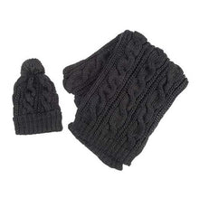 Load image into Gallery viewer, Cable Knit Scarf & Hat Set, 4 Asst. Colours