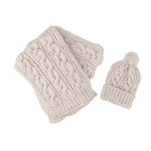 Load image into Gallery viewer, Cable Knit Scarf & Hat Set, 4 Asst. Colours