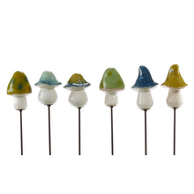 Load image into Gallery viewer, Ceramic Blue/Green Mushroom Plant Pick, 6 Styles