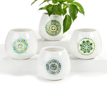 Load image into Gallery viewer, Pot, 4in, Ceramic, Blue & Green Mandala, 4 Styles