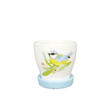Load image into Gallery viewer, Pot, 3in, Ceramic, Watercolor Bird with Saucer