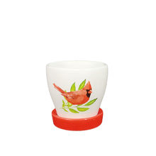 Load image into Gallery viewer, Pot, 3in, Ceramic, Watercolor Bird with Saucer