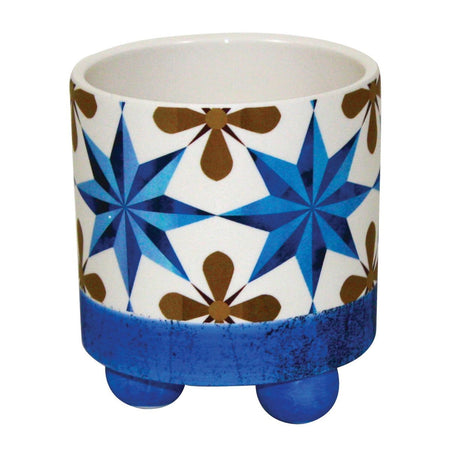Pot, 3.5in, Ceramic, Bohemian Star Footed, Blue