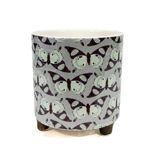 Load image into Gallery viewer, Pot, 4in, Ceramic, Blue/Brown Pattern, Footed