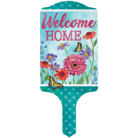 Welcome Home Sign Metal Stake, 15.5in