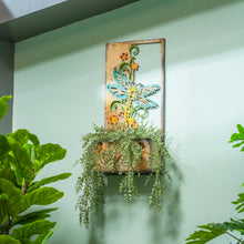 Load image into Gallery viewer, Laser Cut Painted Dragonfly Wall Planter, 11.75in