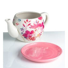 Load image into Gallery viewer, Pot, 6in, Ceramic, Floral Teapot w/ Saucer, Pink
