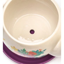 Load image into Gallery viewer, Pot, 6in, Ceramic, Floral Teapot w/ Saucer, Purple