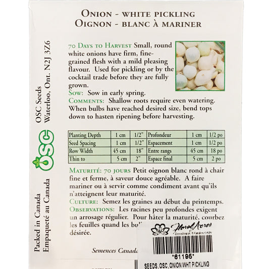 Onion - White Pickling Seeds, OSC