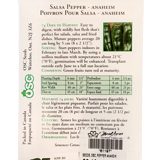 Pepper - Anaheim Seeds, OSC