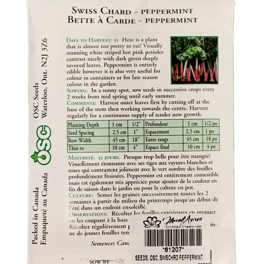 Swiss Chard - Peppermint Seeds, OSC