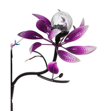 Load image into Gallery viewer, Solar Lotus Flower Wind Spinner Garden Stake, 92in