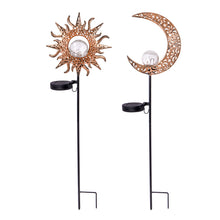 Load image into Gallery viewer, Solar Sun & Moon Garden Stake, 30in