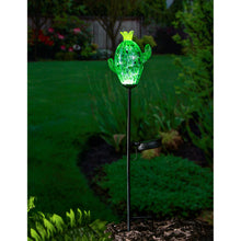 Load image into Gallery viewer, Solar Art Glass Cactus Garden Stake, 23in