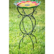 Load image into Gallery viewer, Scroll Trellis Metal Bird Bath Stand, Black