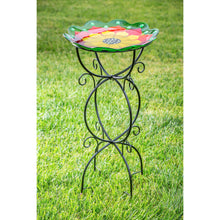 Load image into Gallery viewer, Scroll Trellis Metal Bird Bath Stand, Black