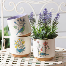 Load image into Gallery viewer, Pot, 3.5in, Ceramic, Spring Birds with Flowers