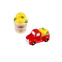 Load image into Gallery viewer, Salt & Pepper Shakers, Ceramic Lemon Truck S/2