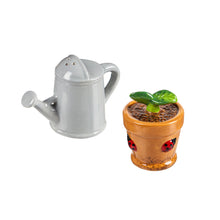 Load image into Gallery viewer, Salt & Pepper Shakers, Ceramic Watering Can/Plant