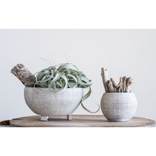 Load image into Gallery viewer, Pot, 4in, Terracotta, Round w/Textured Lines White