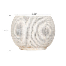 Load image into Gallery viewer, Pot, 4in, Terracotta, Round w/Textured Lines White