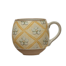 Load image into Gallery viewer, Stoneware Mug with Bee Pattern/Inside Image, 12oz