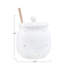 Load image into Gallery viewer, Stoneware Honey Jar with Honey Dipper, Speckled