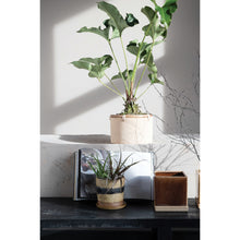 Load image into Gallery viewer, Pot, 8in, Cement, Buff with Rattan Rim