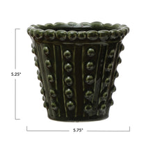 Load image into Gallery viewer, Pot, 4in, Stoneware, Hobnail Green