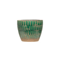 Load image into Gallery viewer, Pot, 4in, Terracotta, Distressed Tiled, Green