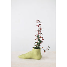 Load image into Gallery viewer, Planter, Stoneware, Foot Shaped, Matte Green