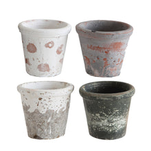 Load image into Gallery viewer, Pot, 3in, Clay, Distressed Finish, 4 Colours
