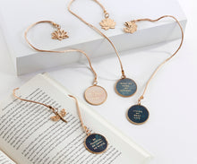 Load image into Gallery viewer, Lotus Bookmark with Sentiment & Charm, 4 Styles