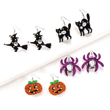 Load image into Gallery viewer, Flashing Halloween Glitter Earrings, 4 Styles