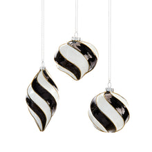 Load image into Gallery viewer, Black & White Spiral Stripe Ornament, 3 Styles