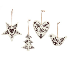 Load image into Gallery viewer, Ceramic Black & White Scandi Ornament, 4 Styles