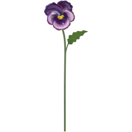 Metal Flower Plant Pick, Purple Pansy, 24in