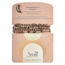 Load image into Gallery viewer, Stone Duo Wrap Bracelet, Rhodonite & Pyrite