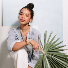 Load image into Gallery viewer, Wood/Stone/Metal Wrap Bracelet, Rose Quartz/Silver