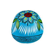 Load image into Gallery viewer, Teal Floral Skull Head Ceramic Statue