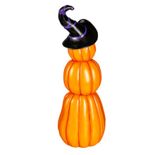Load image into Gallery viewer, Tiered Jack O'Lanterns with Witch Hat LED Statuary