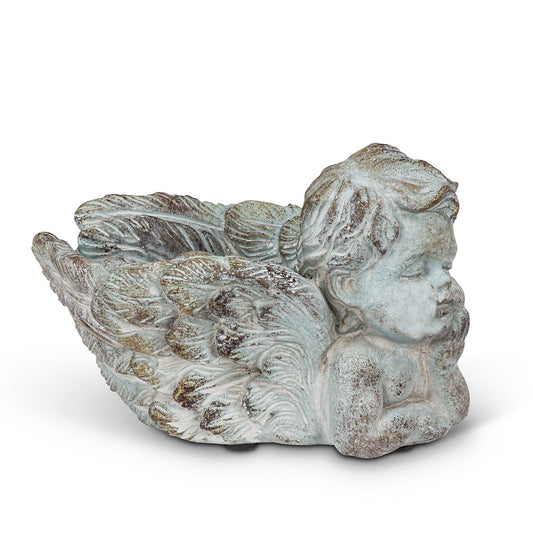 Pot, 3in, Cement, Resting Cherub
