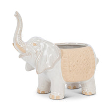 Load image into Gallery viewer, Pot, 4in, Stoneware, Trunk Up Caravan Elephant